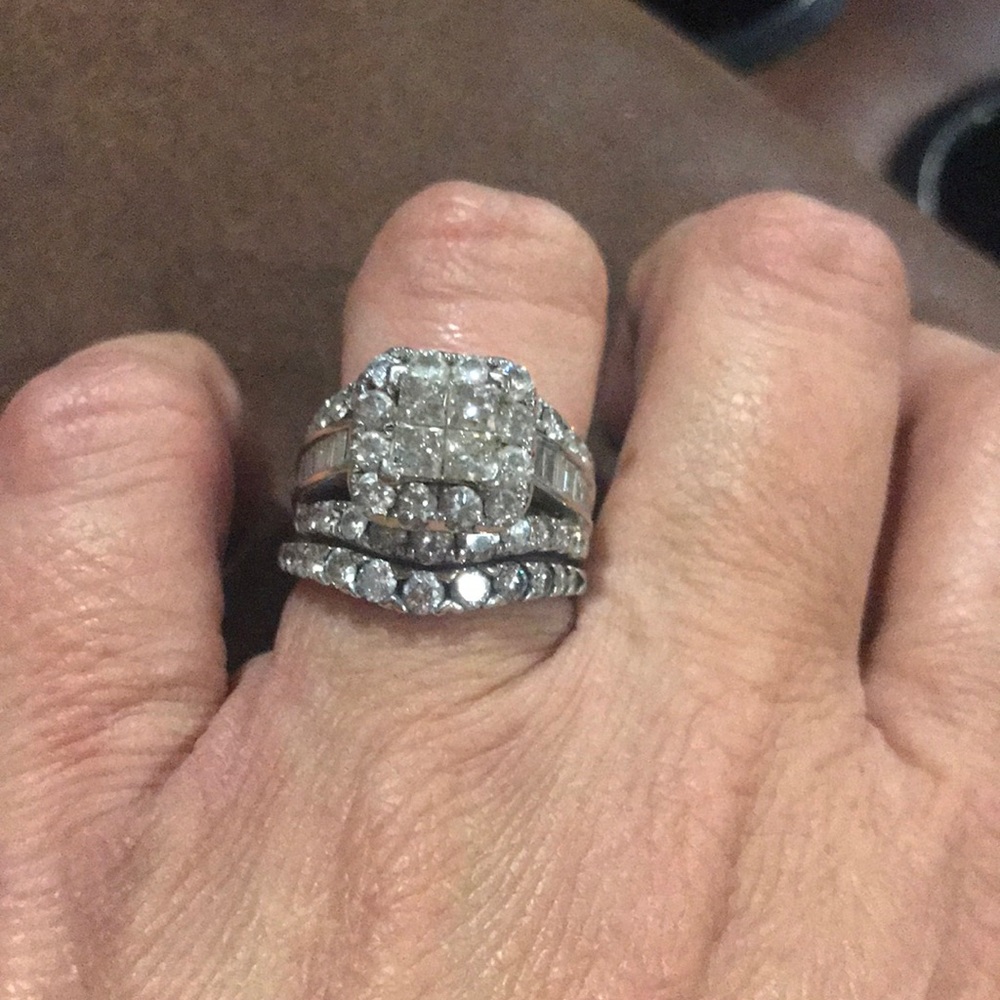 14k white gold 4ctw ring w/ 14k white gold 3/4 ctw